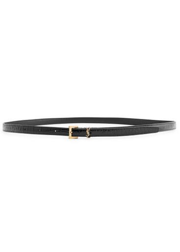 Cassandre Extra Thin crocodile-effect leather belt by SAINT LAURENT