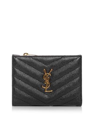 Cassandre Matelass&eacute; Small Envelope Wallet in Grain De Poudre Embossed Leather by SAINT LAURENT