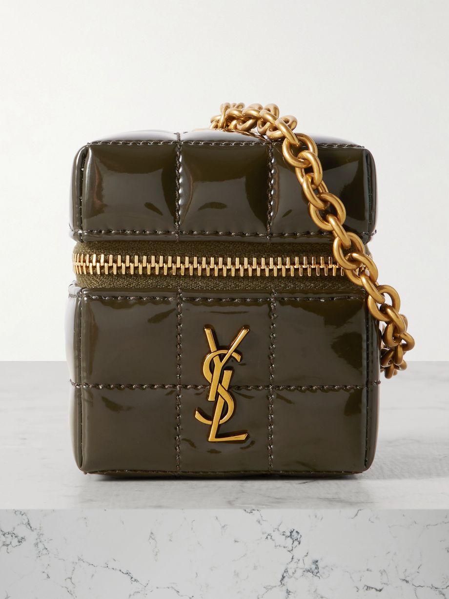 Cassandre Micro Cube quilted patent-leather pouch by SAINT LAURENT