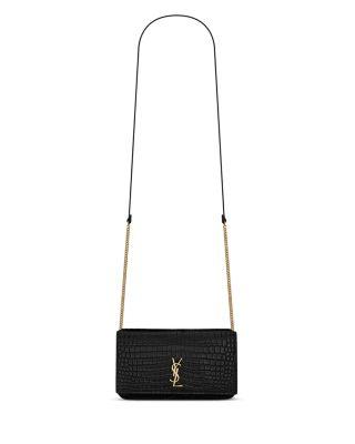 Cassandre Phone Holder in Shiny Crocodile-Embossed Leather by SAINT LAURENT