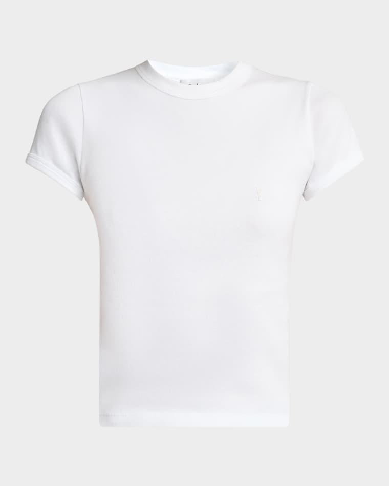 Cassandre Short-Sleeve Rib-Knit T-Shirt by SAINT LAURENT