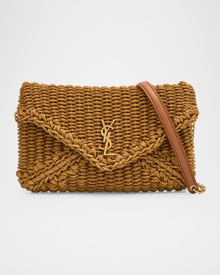 Cassandre YSL Woven Raffia Shoulder Bag Pouch Bag by SAINT LAURENT