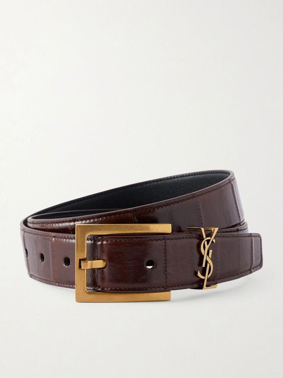 Cassandre croc-effect leather belt by SAINT LAURENT