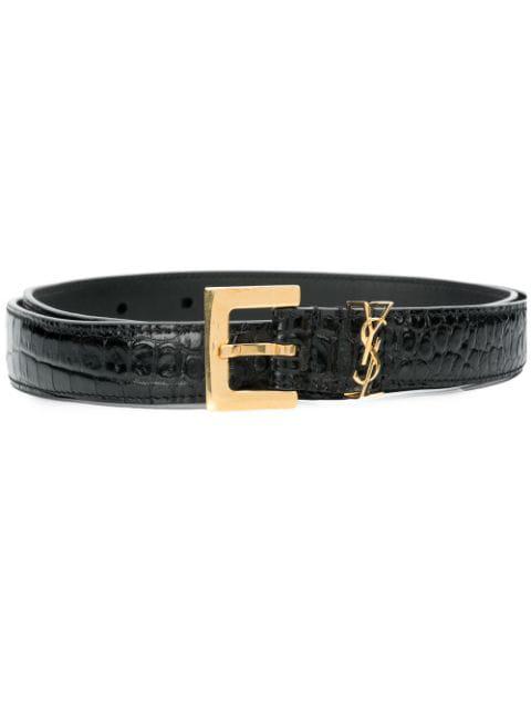 Cassandre crocodile-embossed belt by SAINT LAURENT