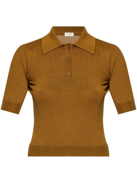 Cassandre-embroidery polo top by SAINT LAURENT