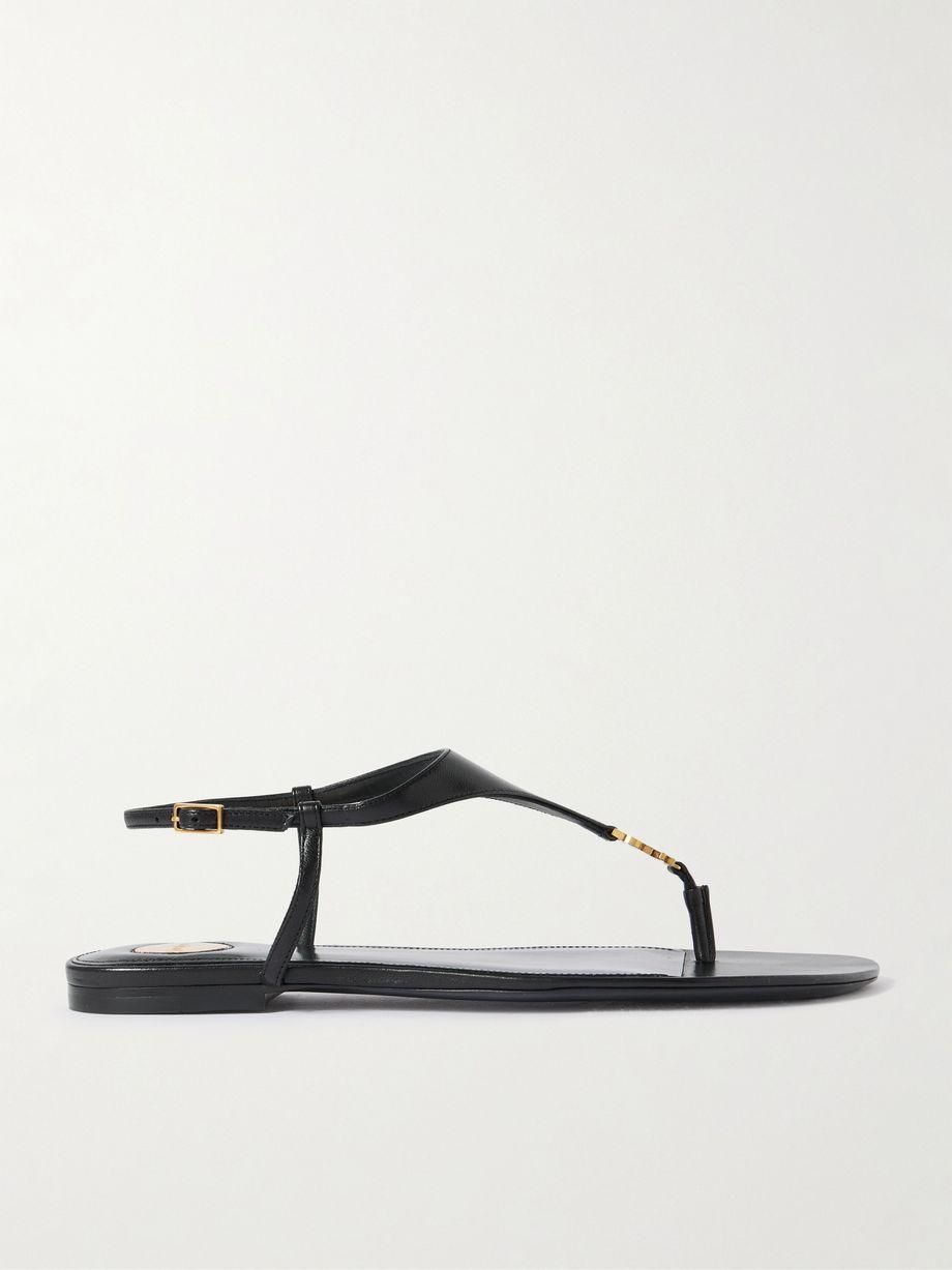 Cassandre logo-embellished leather slingback sandals by SAINT LAURENT