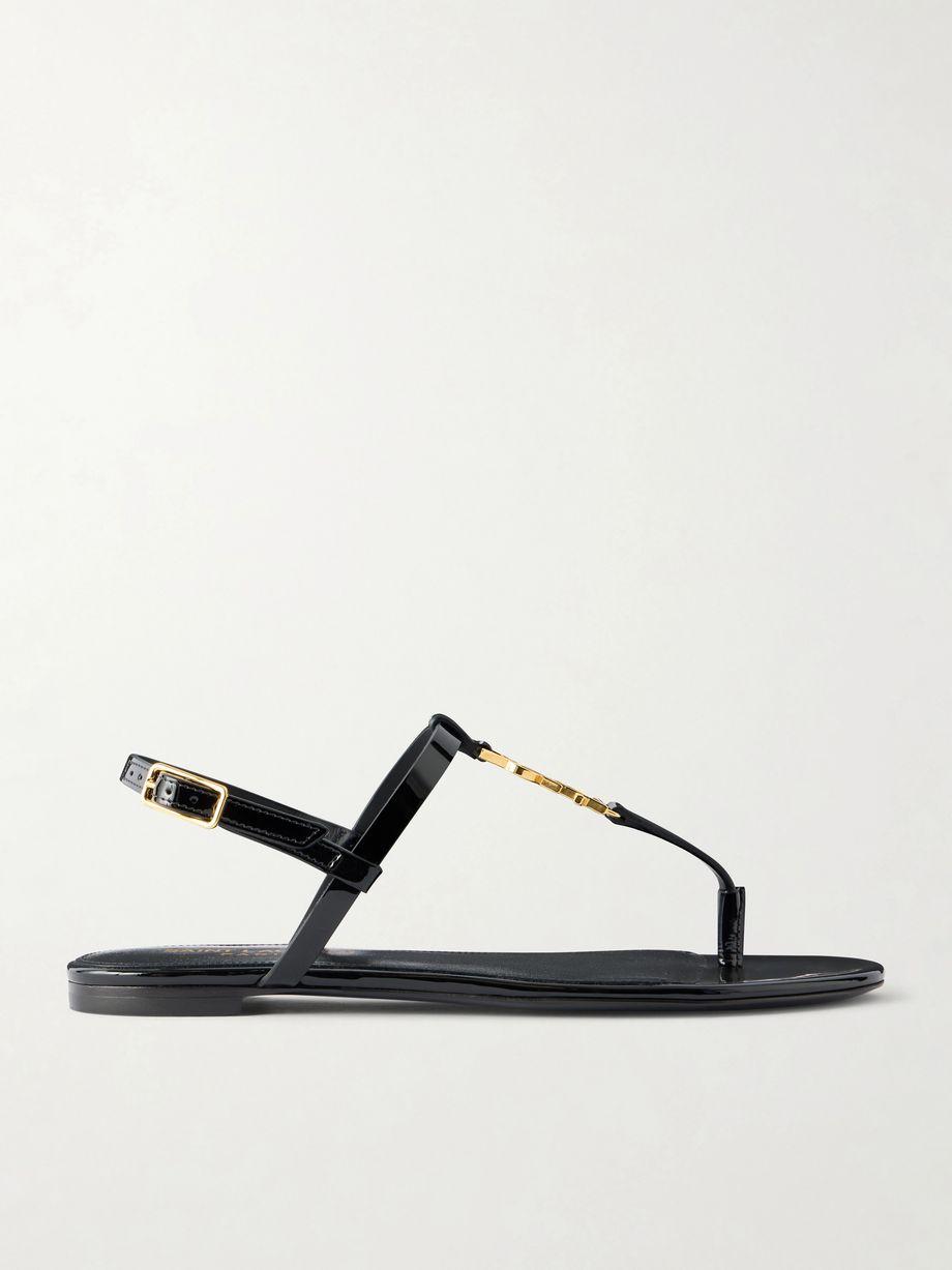 Cassandre logo-embellished patent leather sandals by SAINT LAURENT