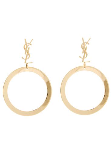 Cassandre logo hoop earrings by SAINT LAURENT