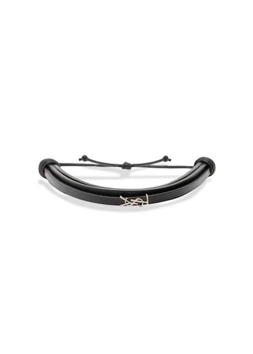 Cassandre logo leather bracelet by SAINT LAURENT