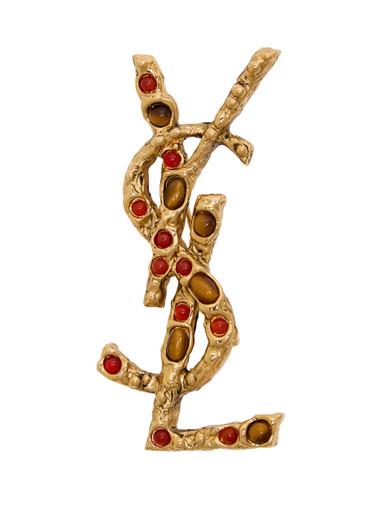 Cassandre stone-embellished brooch by SAINT LAURENT