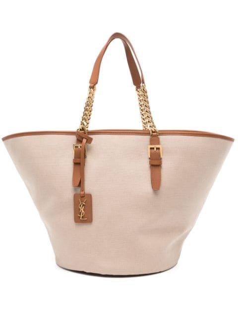 Cassandre-tag canvas tote bag by SAINT LAURENT