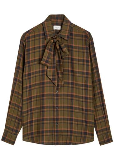 Checked tie-neck cotton shirt by SAINT LAURENT