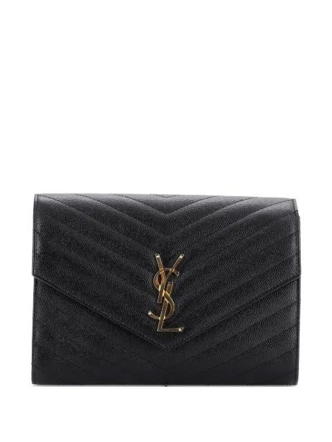 Classic Monogram Envelope Wristlet Matelasse Chevron Leather clutch bag by SAINT LAURENT 