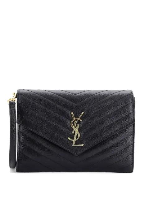 Classic Monogram Envelope Wristlet Matelasse Chevron Leather clutch bag by SAINT LAURENT 