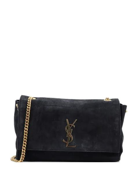 Classic Monogram Reversible Crocodile Embossed Nubuck and Suede Medium shoulder bag by SAINT LAURENT 