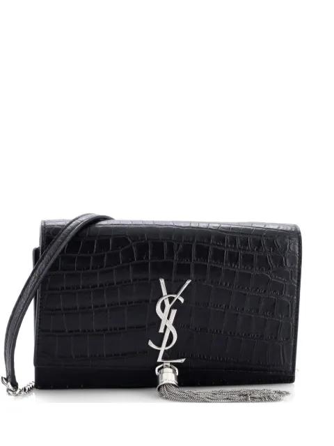 Classic Monogram Tassel Chain Wallet Crocodile Embossed Leather crossbody bag by SAINT LAURENT 
