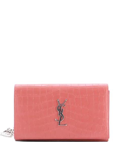 Classic Monogram Wallet on Chain Crocodile Embossed Leather Small crossbody bag by SAINT LAURENT 