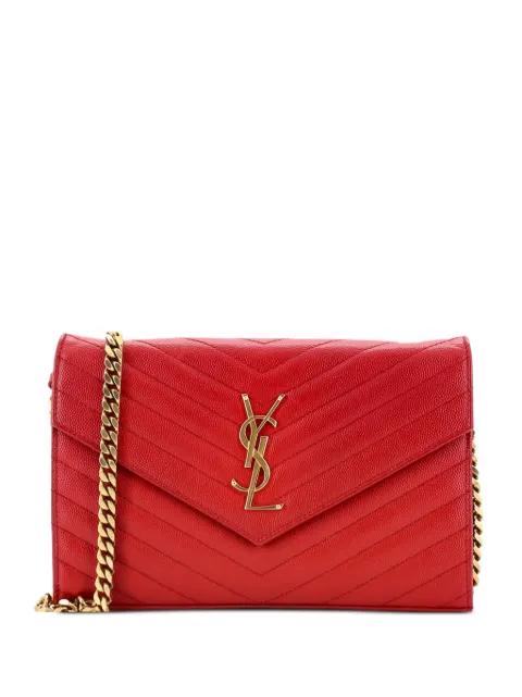 Classic Monogram Wallet on Chain Matelasse Chevron Leather Medium crossbody bag by SAINT LAURENT 