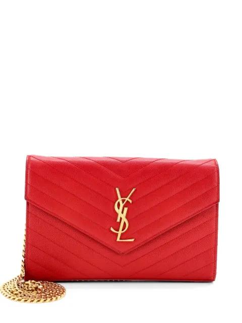Classic Monogram Wallet on Chain Matelasse Chevron Leather Medium crossbody bag by SAINT LAURENT 