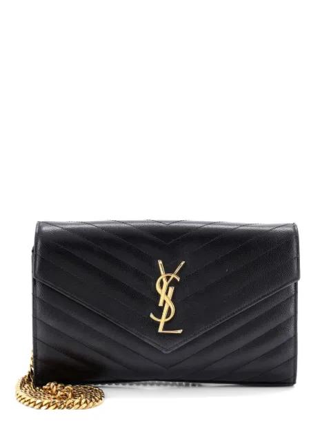 Classic Monogram Wallet on Chain Matelasse Chevron Leather Medium crossbody bag by SAINT LAURENT 