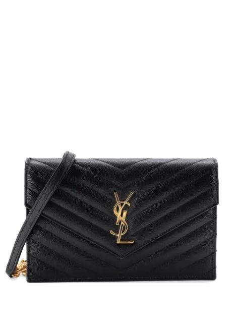 Classic Monogram Wallet on Chain Matelasse Chevron Leather Small crossbody bag by SAINT LAURENT 