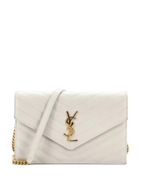 Classic Monogram Wallet on Chain Matelasse Chevron Leather Small crossbody bag by SAINT LAURENT 