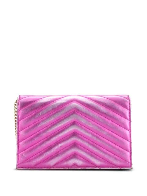 Classic Monogram Wallet on Chain Matelasse Chevron Metallic Leather Small crossbody bag by SAINT LAURENT 