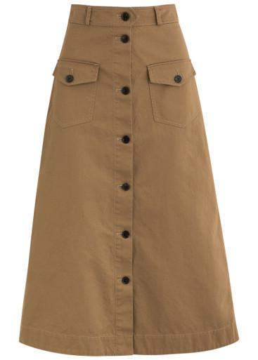 Cotton-twill midi skirt by SAINT LAURENT