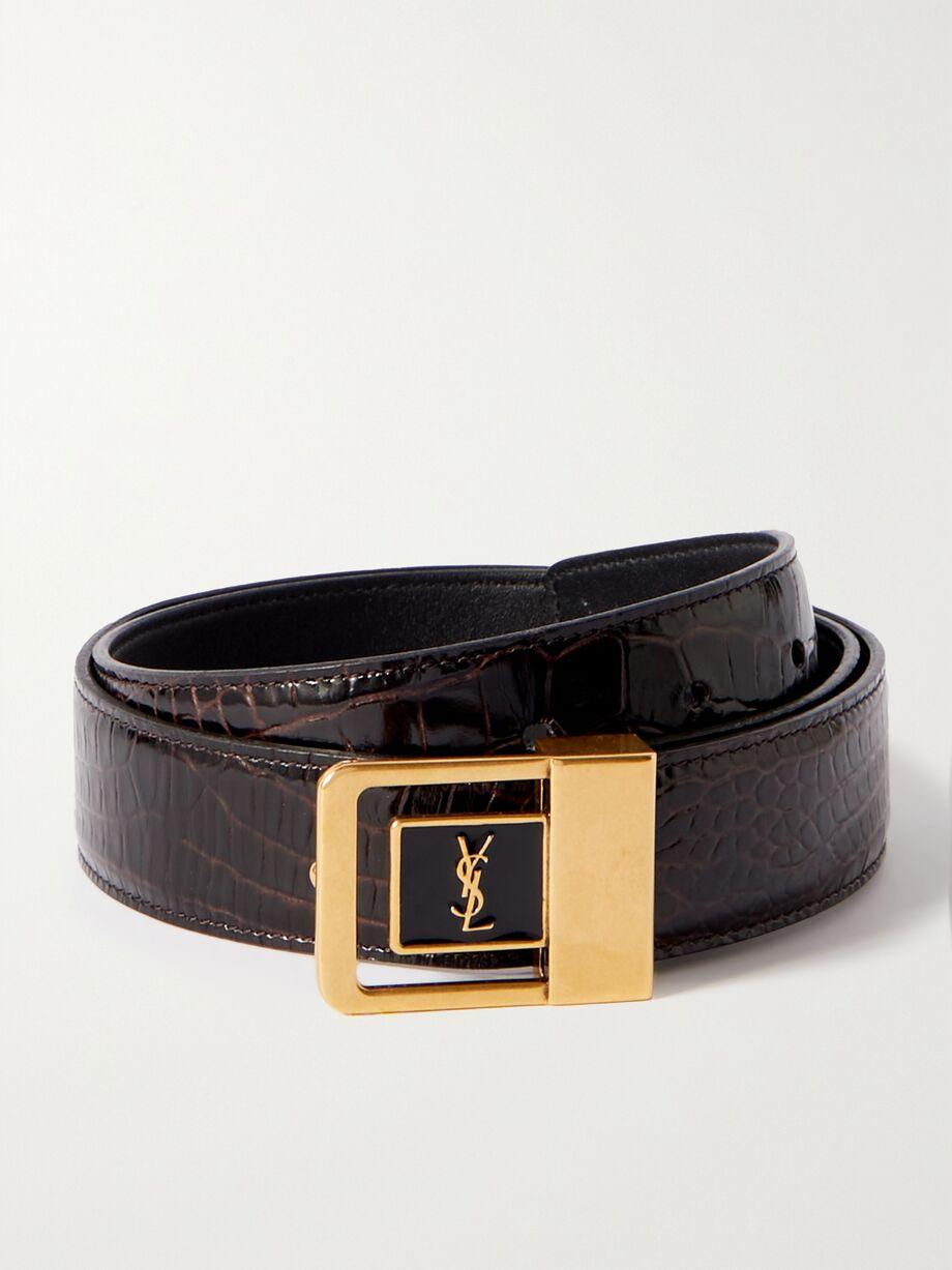 Croc-effect leather belt by SAINT LAURENT