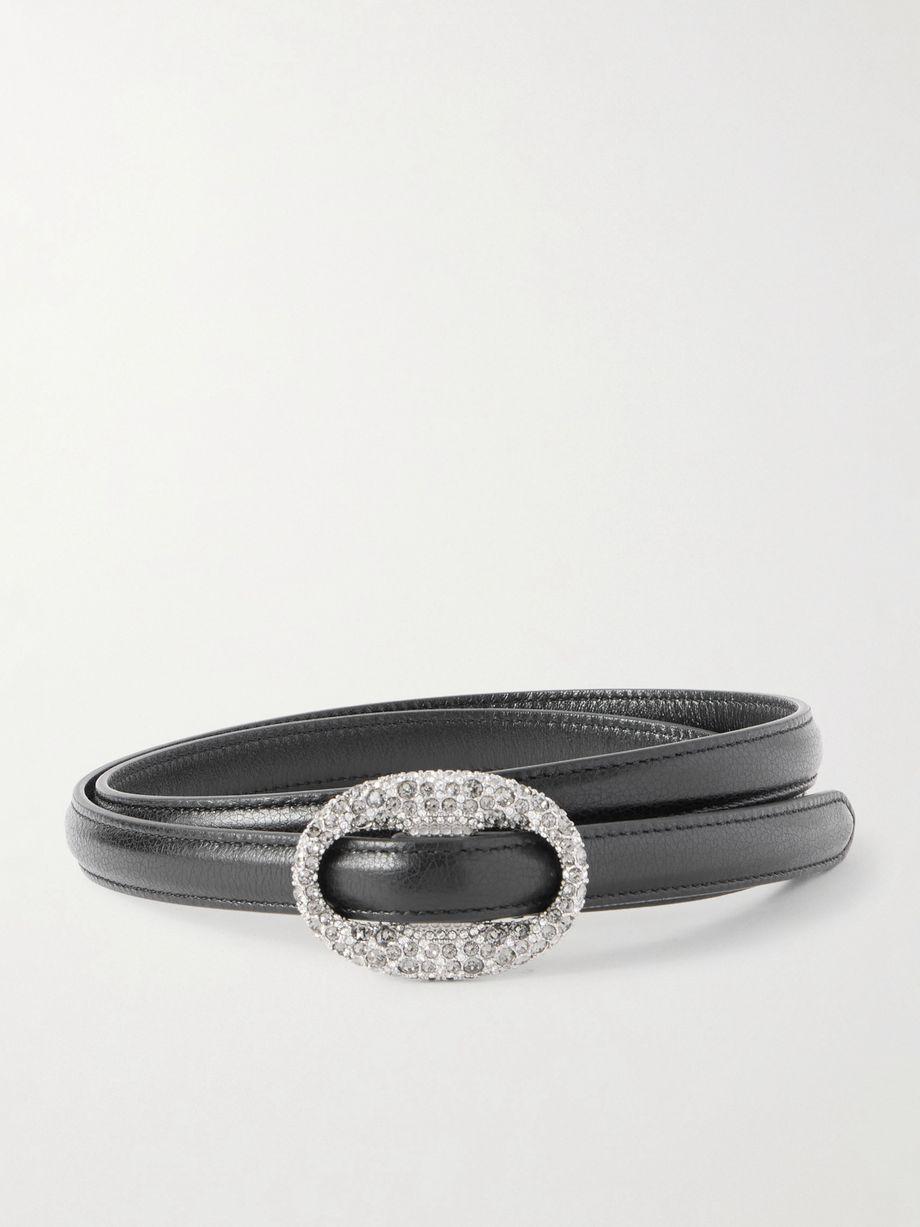 Crystal-embellished leather belt by SAINT LAURENT