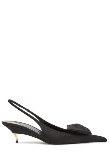 Dakota 50 floral-appliquéd satin mules by SAINT LAURENT