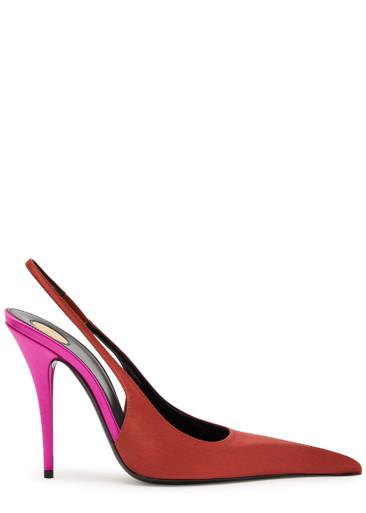 Deroche 110 satin slingback pumps by SAINT LAURENT