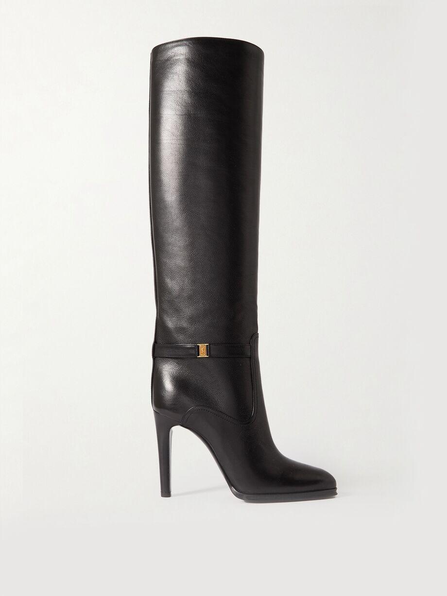 Diane logo-embellished leather knee boots by SAINT LAURENT