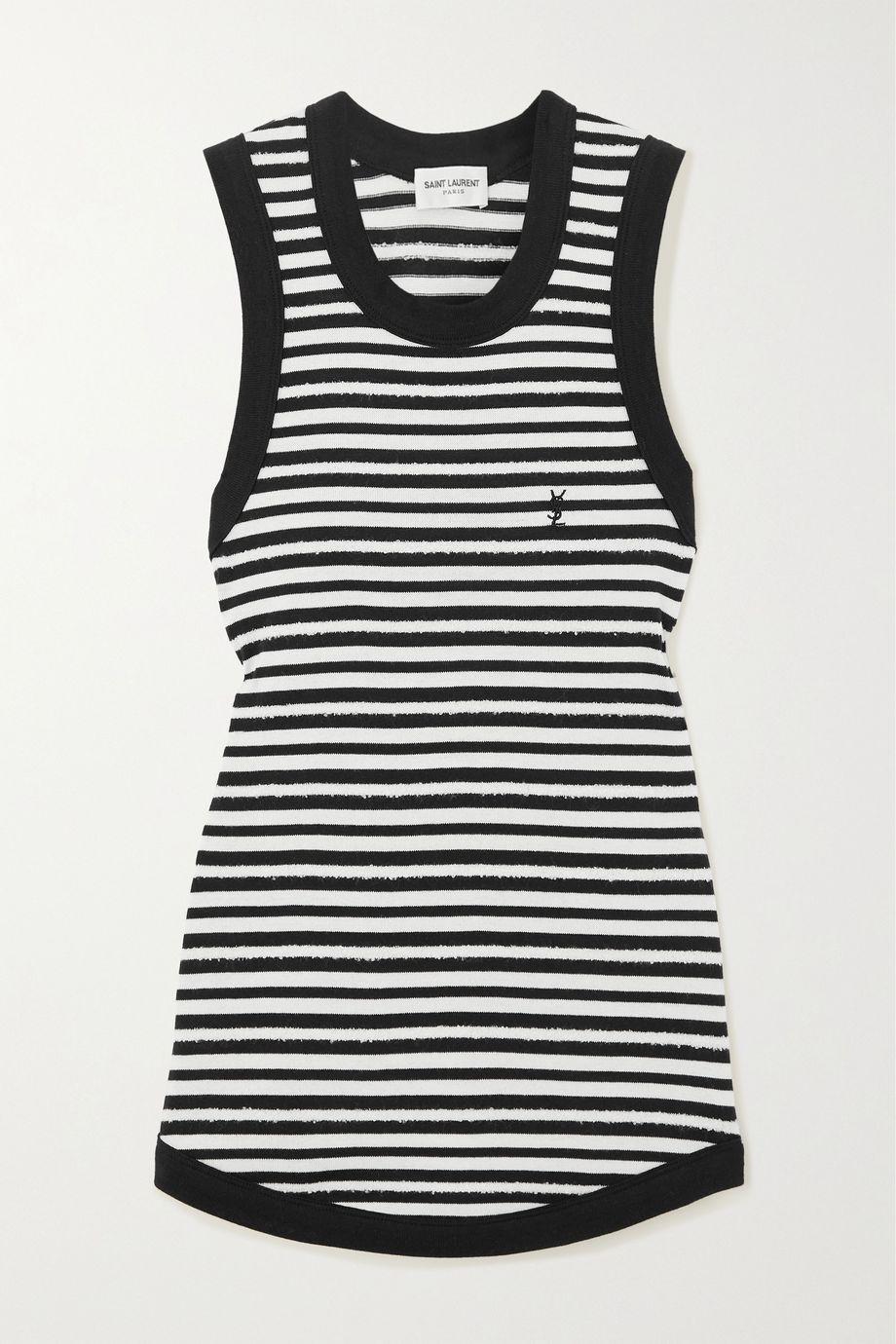 Distressed striped cotton tank by SAINT LAURENT