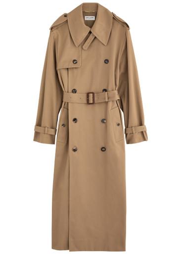 Double-breasted cotton twill trench coat by SAINT LAURENT