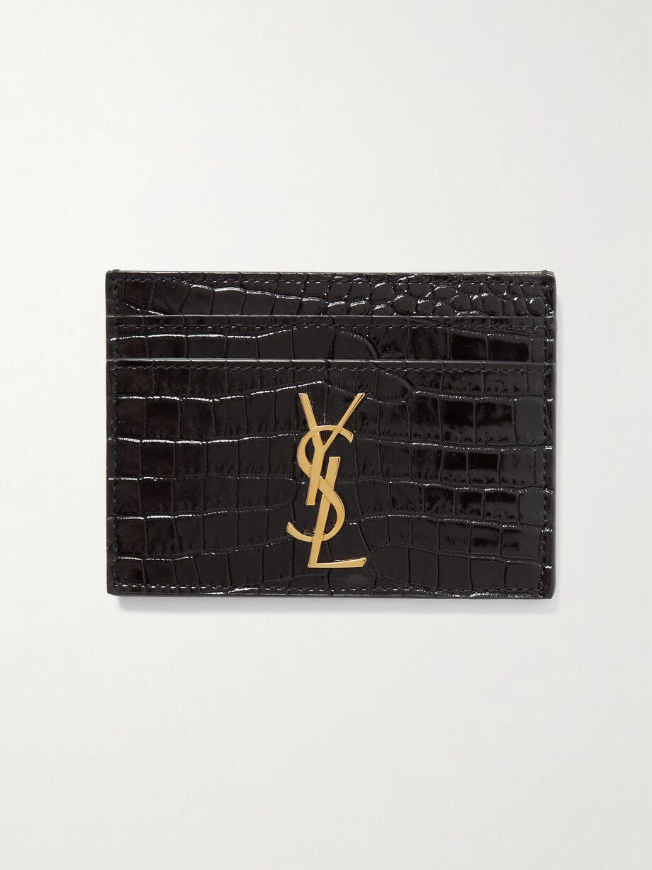 Embellished croc-effect leather cardholder by SAINT LAURENT