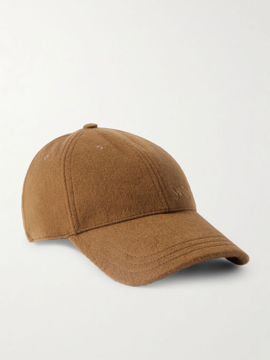 Embroidered brushed-cashmere baseball cap by SAINT LAURENT