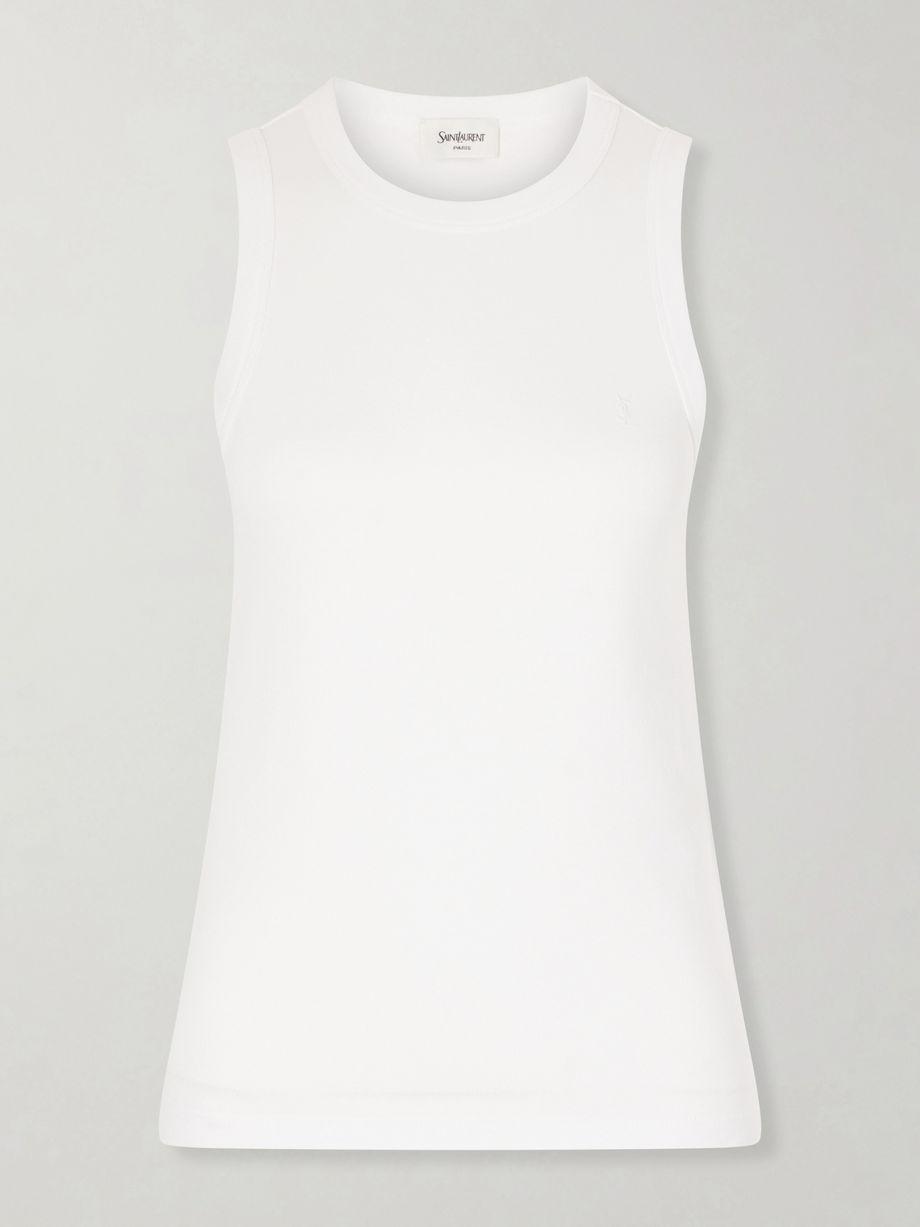 Embroidered ribbed cotton-jersey tank by SAINT LAURENT