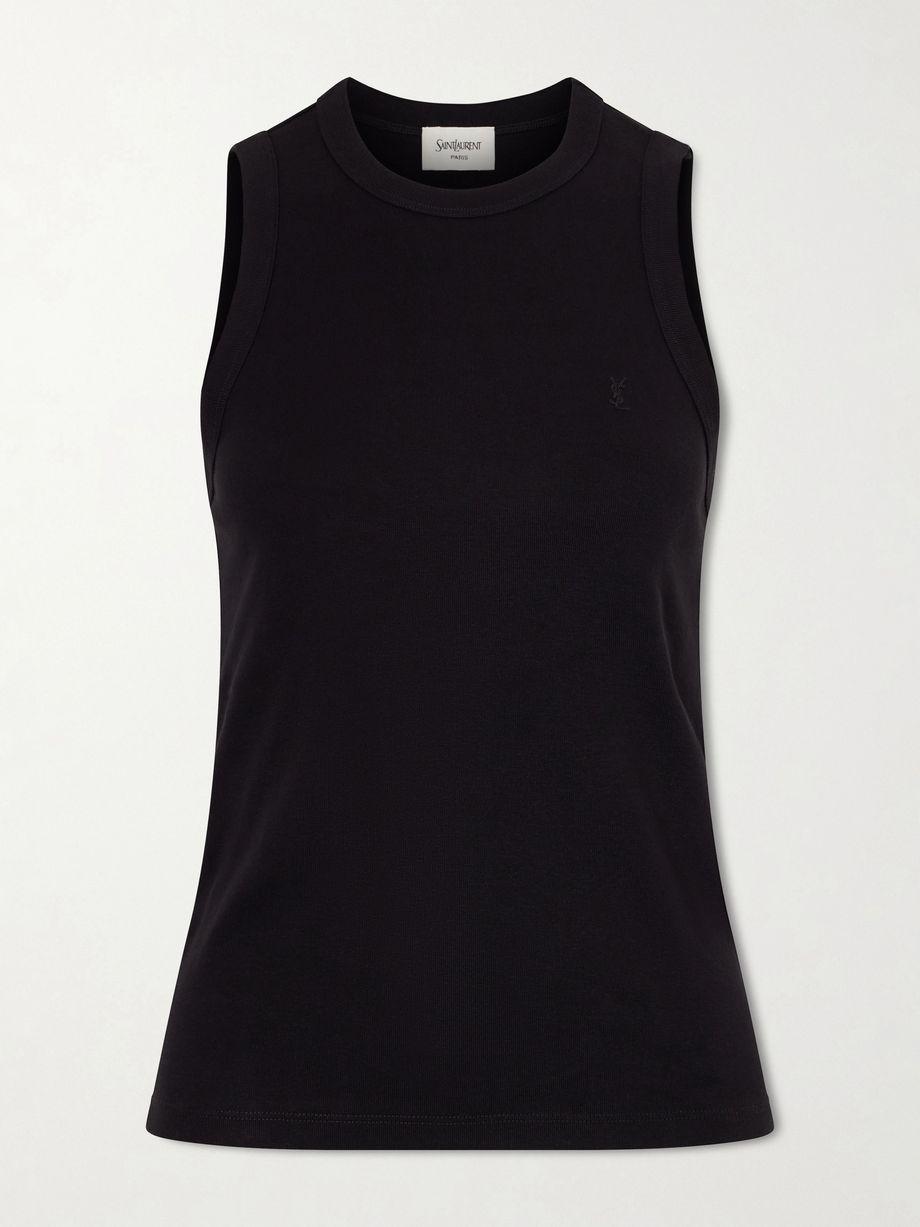 Embroidered ribbed cotton tank by SAINT LAURENT