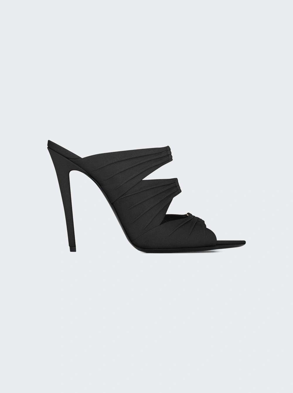Emilie Mule Sandal 110 Nero And Crystal  | The Webster by SAINT LAURENT