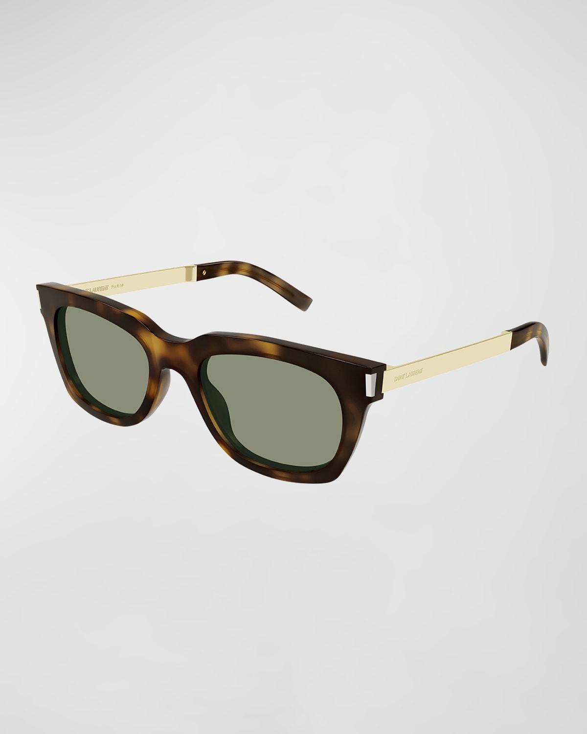 Engraved Logo Rectangle Mixed-Media Sunglasses by SAINT LAURENT