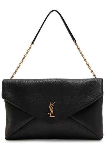 Envelope grained leather pouch by SAINT LAURENT