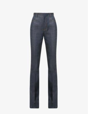 Flared high-rise cotton trousers by SAINT LAURENT