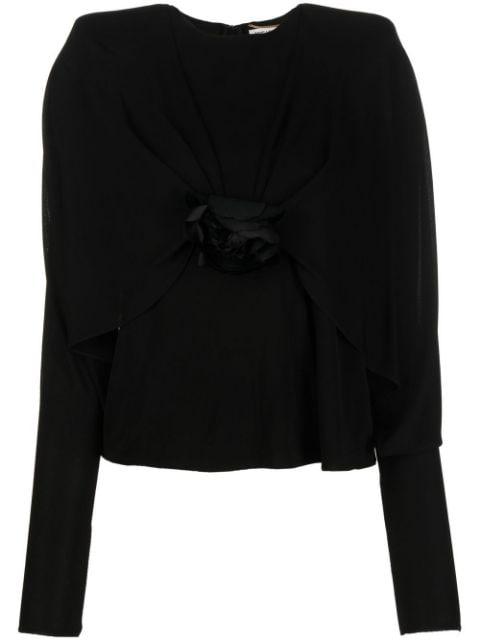 Flower crepe long-sleeve top by SAINT LAURENT