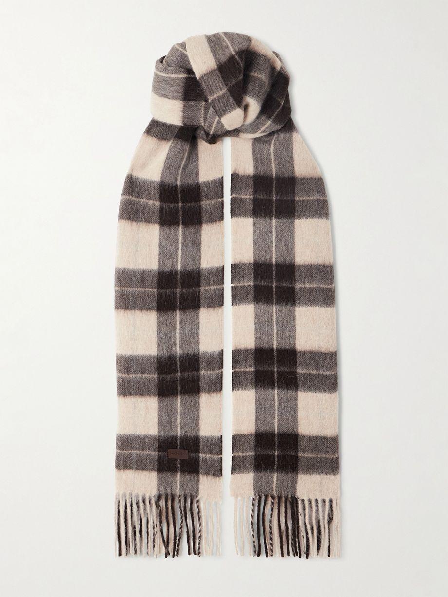Fringed checked llama and wool-blend scarf by SAINT LAURENT