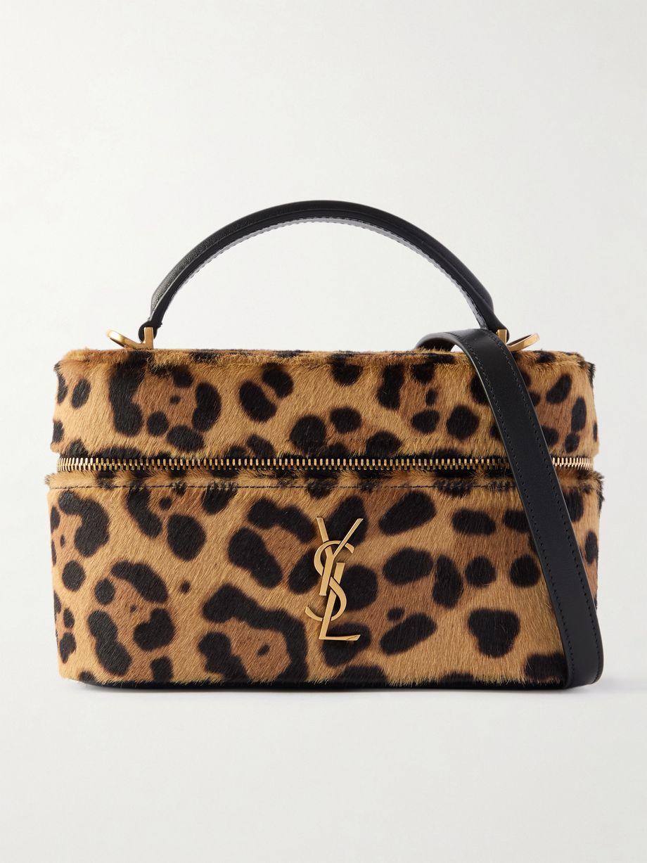 Gaby Vanity leather-trimmed leopard-print calf hair shoulder bag by SAINT LAURENT
