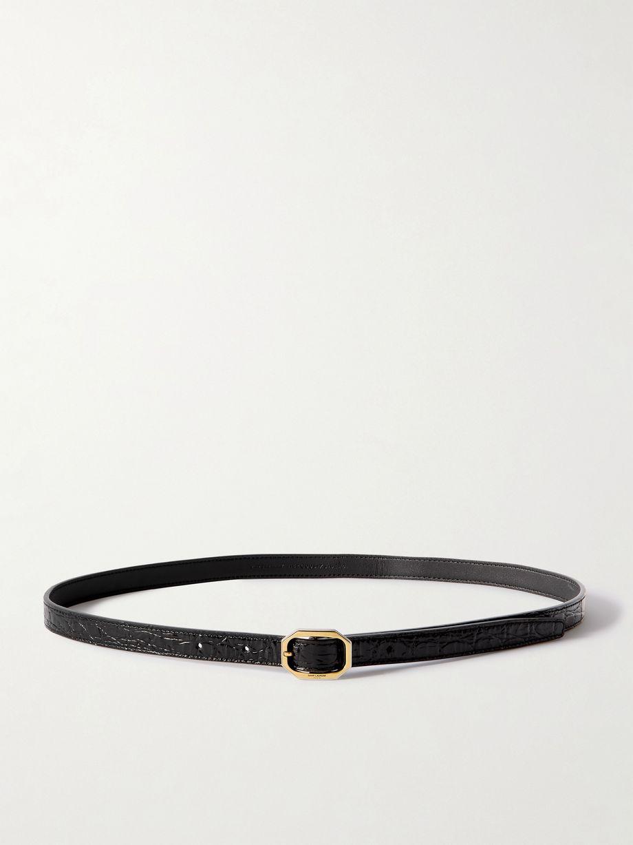 Glossed crinkled-leather belt by SAINT LAURENT