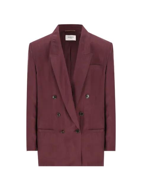 Habotai double-breasted peak-lapel jacket by SAINT LAURENT