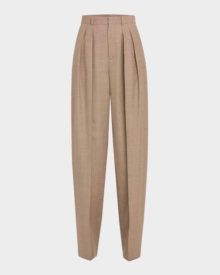 High-Rise Pleated Tapered-Leg Trousers by SAINT LAURENT