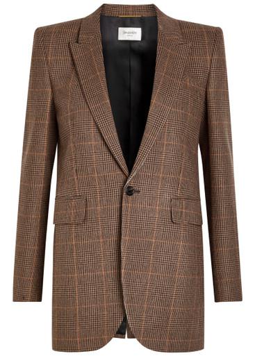 Houndstooth wool and cashmere-blend blazer by SAINT LAURENT
